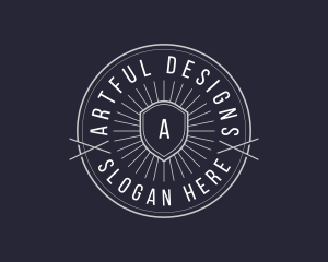 Hipster Shield Crest logo design