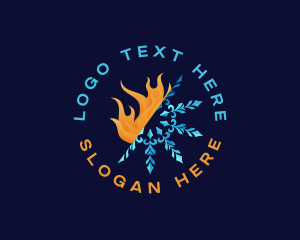 Heater - Flame Snowflake Thermal logo design