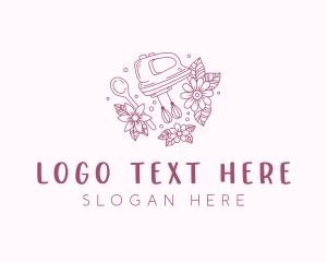 Stand Mixer - Floral Baking Mixer logo design