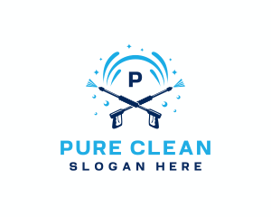 Pressure Wash Water Clean logo design