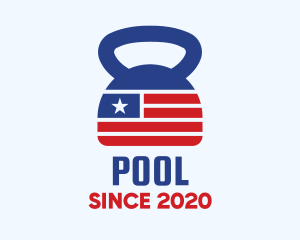 America - Patriotic Kettlebell Gym Equipment logo design