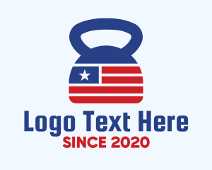 America - Patriotic Kettlebell Gym Equipment logo design