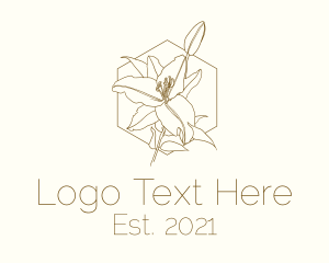 Flower Arrangement - Gold Stargazer Hexagon Monoline logo design