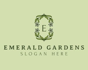 Ornamental Floral Wreath logo design