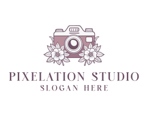 Camera Photographer Floral logo design