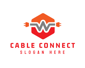 Cable - Orange W Wire Plug logo design