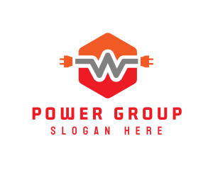 Power Cable - Orange W Wire Plug logo design