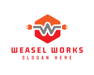 Orange W Wire Plug logo design