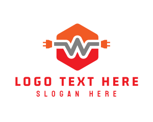 Orange W Wire Plug logo design