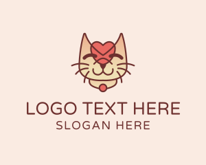 Feline - Cute Heart Kitten logo design