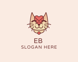 Creature - Cute Heart Kitten logo design