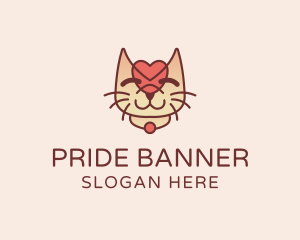 Cute Heart Kitten logo design