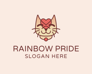 Cute Heart Kitten logo design