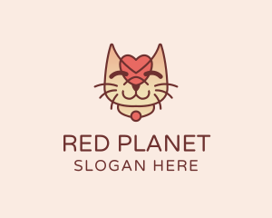 Cute Heart Kitten logo design