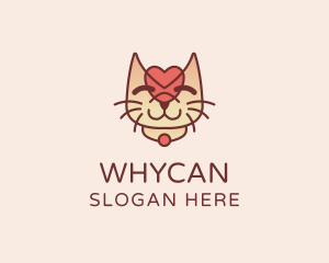 Pet Food - Cute Heart Kitten logo design