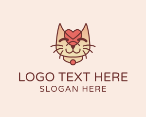 Cute Heart Kitten Logo