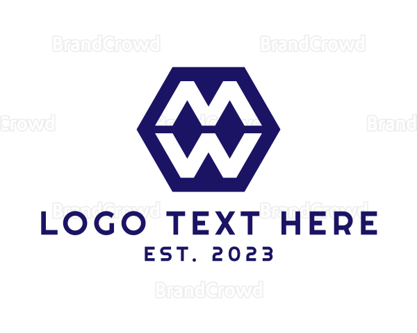 Minimalist Hexagon Letter MW Logo