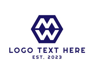Diamond - Minimalist Hexagon Letter MW logo design