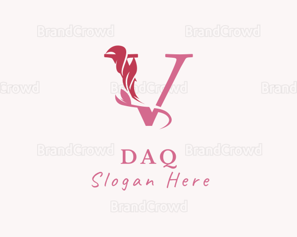 Floral Boutique Letter V Logo