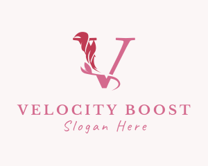 Floral Boutique Letter V logo design