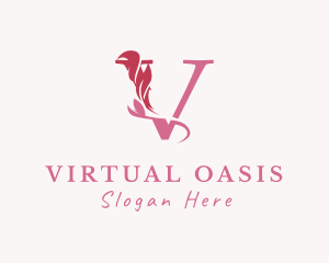 Floral Boutique Letter V logo design