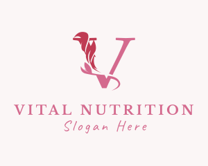 Floral Boutique Letter V logo design