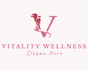 Floral Boutique Letter V logo design