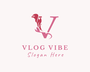 Floral Boutique Letter V logo design