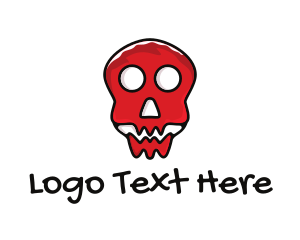 Skeleton - Red Skull Cartoon logo design