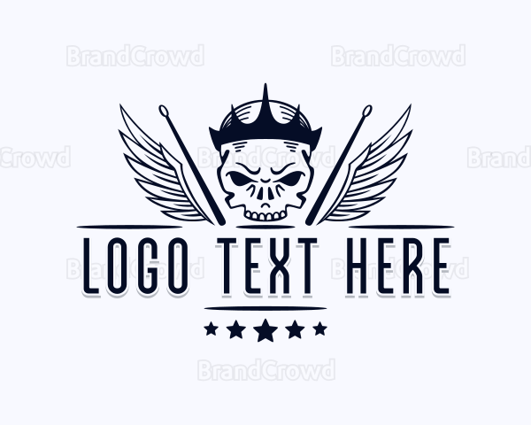 Skull Rockstar Drummer Logo