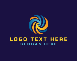 Warm - Wave Vortex HVAC Heating Cooling logo design