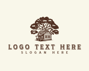 Cabin House Tree logo design