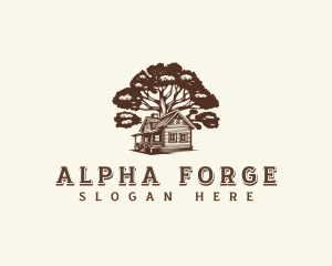 Cabin House Tree logo design