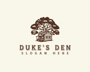 Cabin House Oak Tree logo design