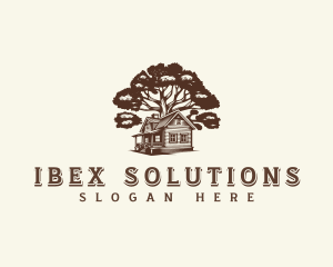 Cabin House Tree logo design