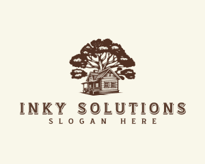 Cabin House Tree logo design