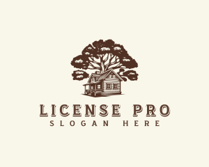 Cabin House Tree logo design