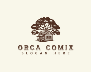 Cabin House Tree logo design