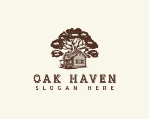 Cabin House Oak Tree logo design