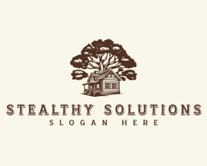 Cabin House Tree logo design