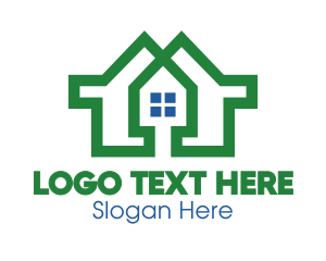Green House - Green Geometric House logo design