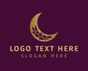 Cosmic - Golden Floral Moon logo design