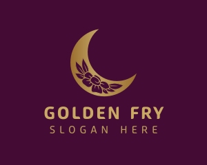 Golden Floral Moon logo design