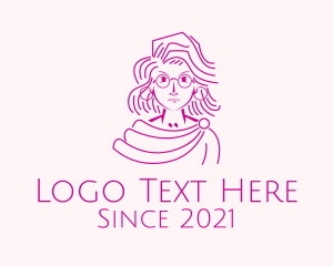 Teacher - Lady Teacher Cartoon logo design