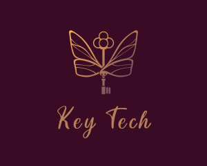 Gradient Key Butterfly logo design