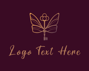 Insect - Gradient Key Butterfly logo design