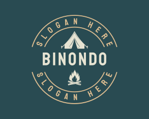 Camping Tent Bonfire Logo