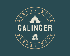 Camping Tent Bonfire Logo