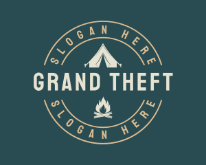 Camping Tent Bonfire Logo