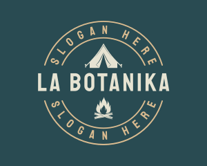 Camping Tent Bonfire Logo